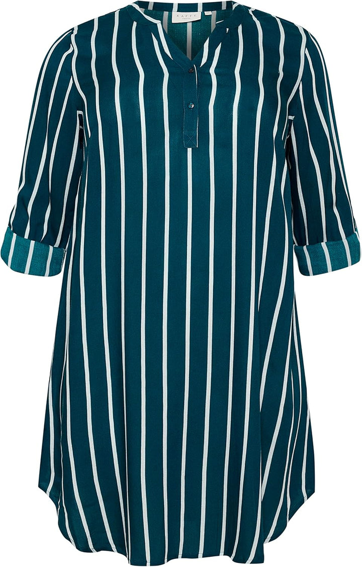 KAFFE CURVE Damen Plus-Size Women's Shirt Dress Tunic Long Sleeves Knee-Length Kleid 44 Legion Blue/