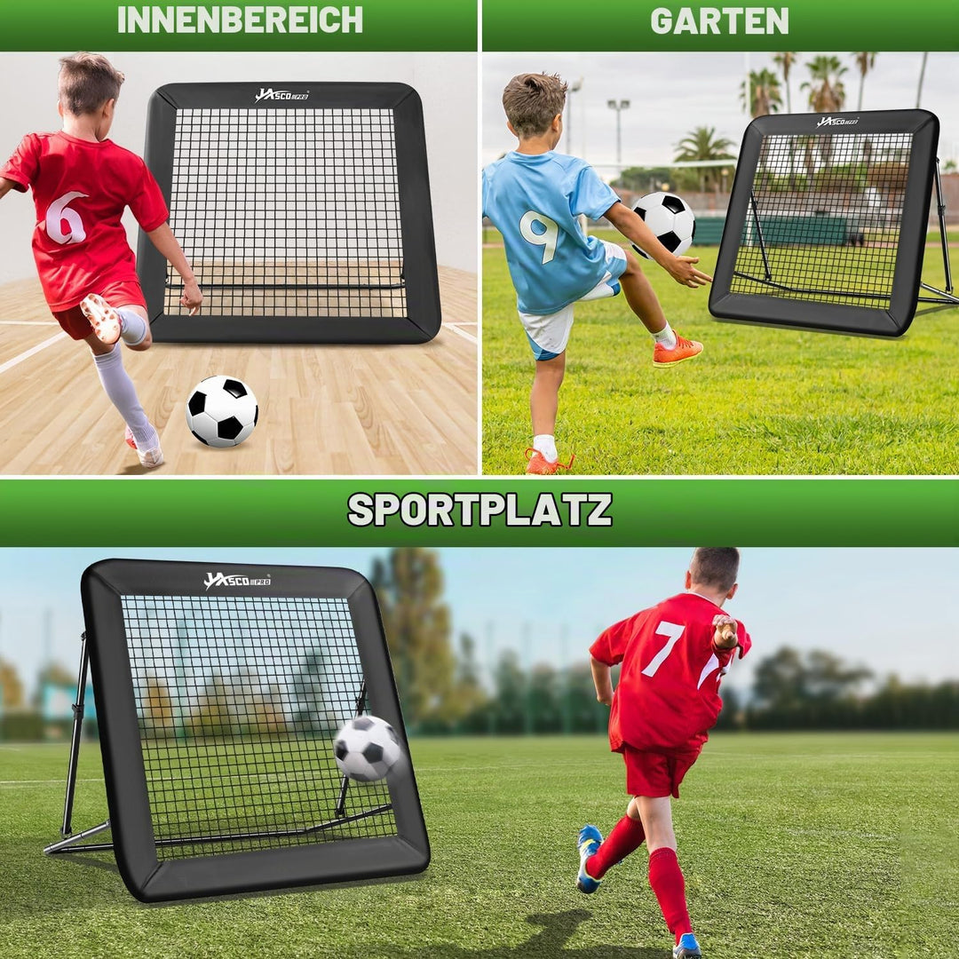 Rebounder für Fussball, 6-Fach verstellbares Rebounder-Netz mit Schutzrand &amp; Heringen, Soccer-Traini