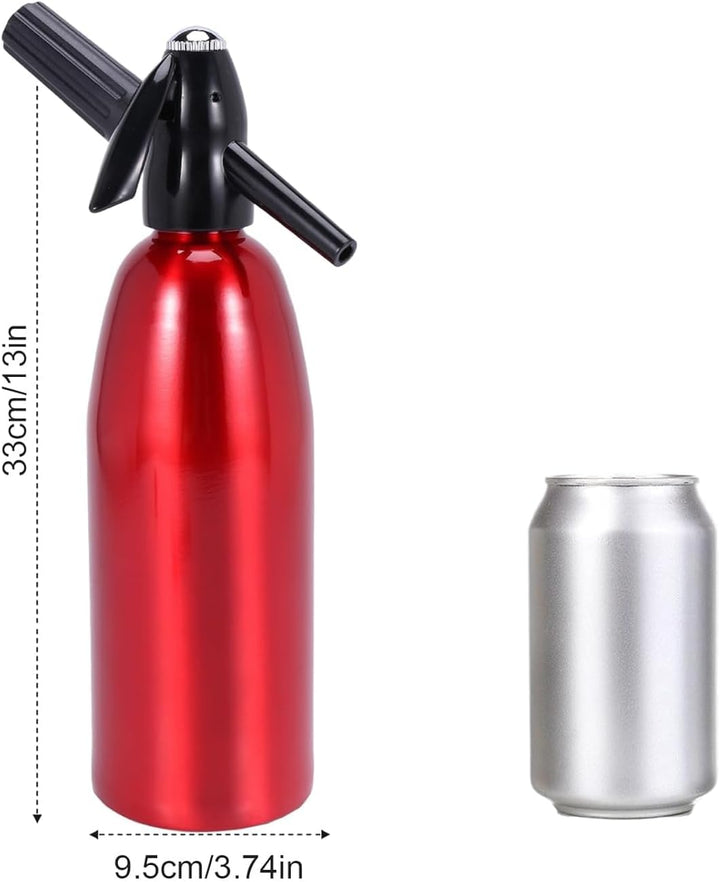 AstraLoom Tragbarer Soda Maker, 1L Soda-Siphon aus Aluminium für Sprudelwasser & Cocktails (rot) AL0