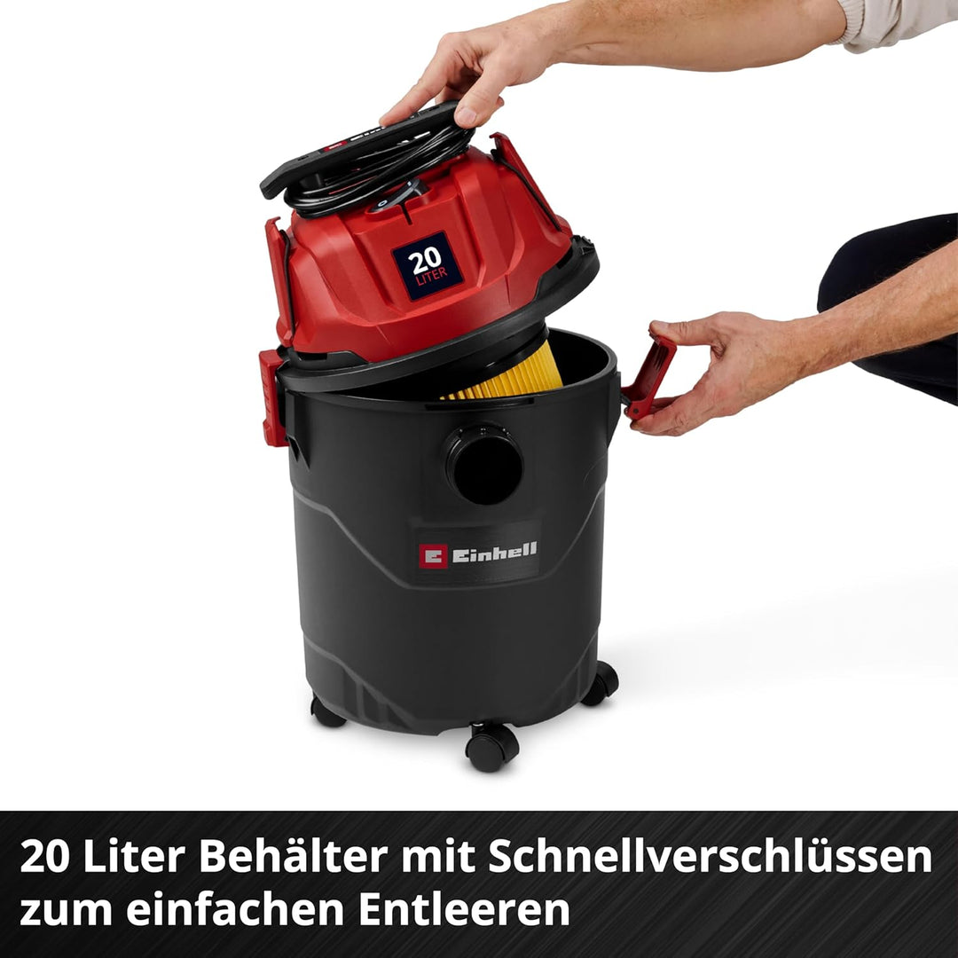 Einhell Nass-Trockensauger TC-VC 2045 (850 Watt, 180 mbar Saugleistung, 20 L Auffangbehälter, Blasan