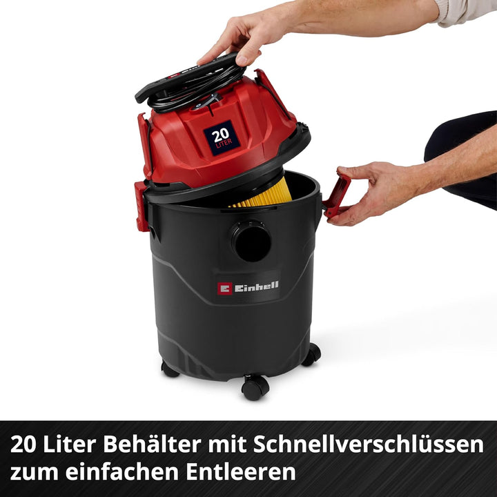 Einhell Nass-Trockensauger TC-VC 2045 (850 Watt, 180 mbar Saugleistung, 20 L Auffangbehälter, Blasan