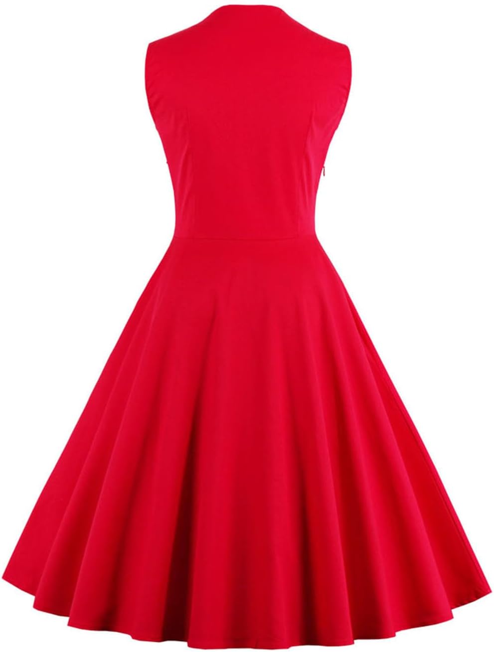 Axoe Damen 50er Jahre Kleider mit Gepunkte Rockabilly 3XL Rot-blumenmuster, 3XL Rot-blumenmuster