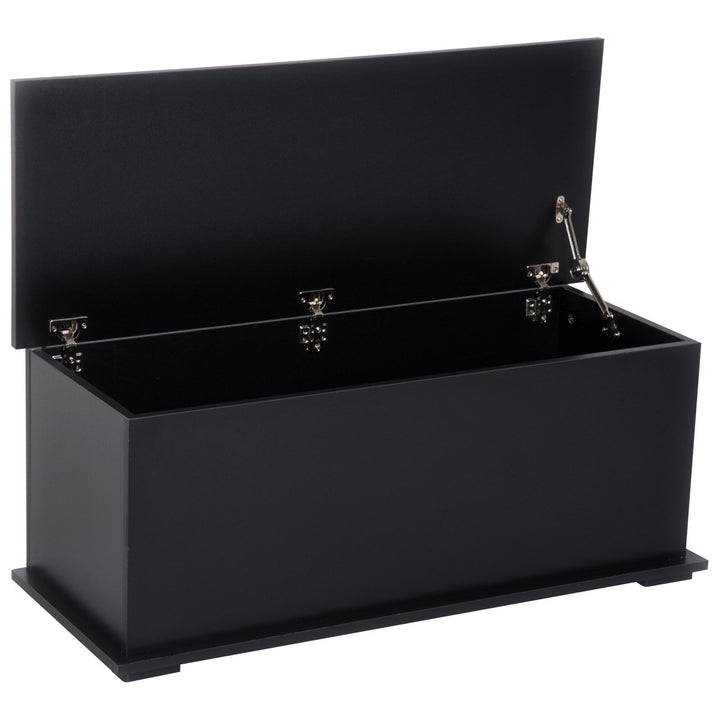 HOMCOM Truhe Aufbewahrungsbox Sitztruhe mit Stauraum Sicherheitsscharniere Holzkiste mit klappbarem