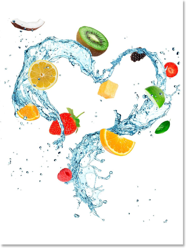 wandmotiv24 Obst & Gemüse als Leinwandbild, 60x45cm, Hochformat, Früchte & Wasser, Kiwi, Küche, Lebe