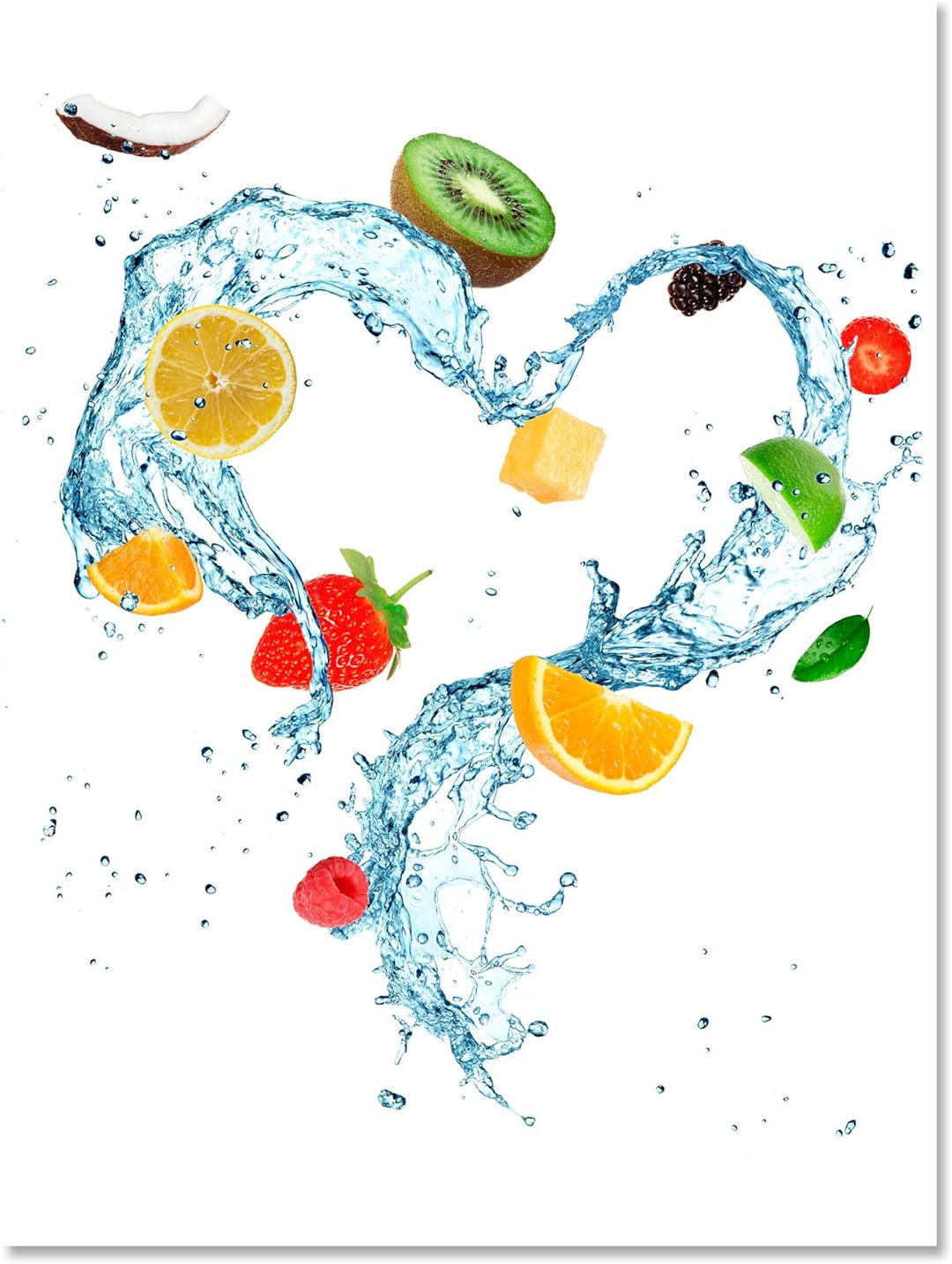 wandmotiv24 Obst & Gemüse als Leinwandbild, 80x60cm, Hochformat, Früchte & Wasser, Kiwi, Küche, Lebe