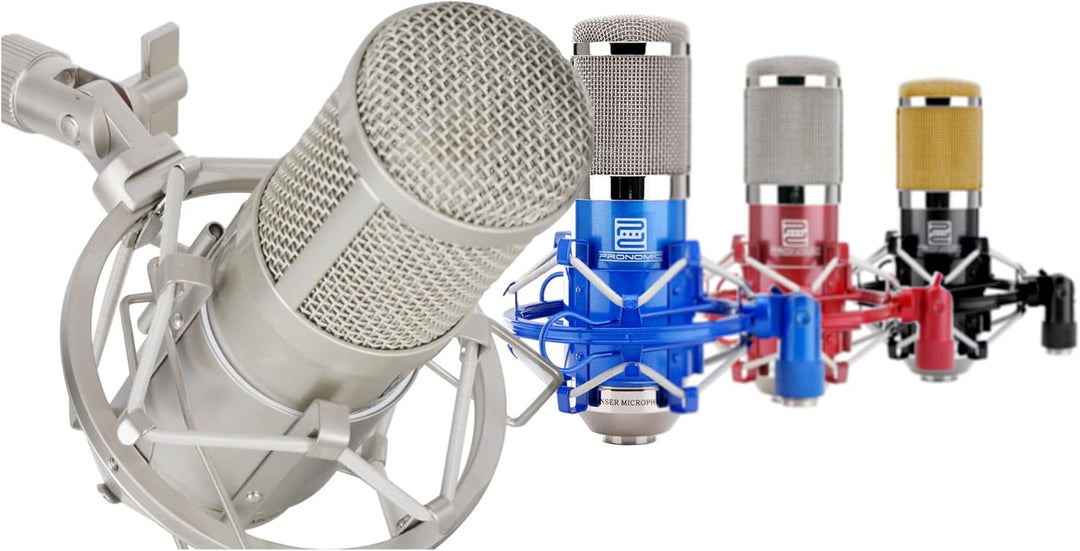 Pronomic CM-100S Studio Grossmembranmikrofon XLR-Kondensatormikrofon (mit Mikrofonspinne, Etui, Wind