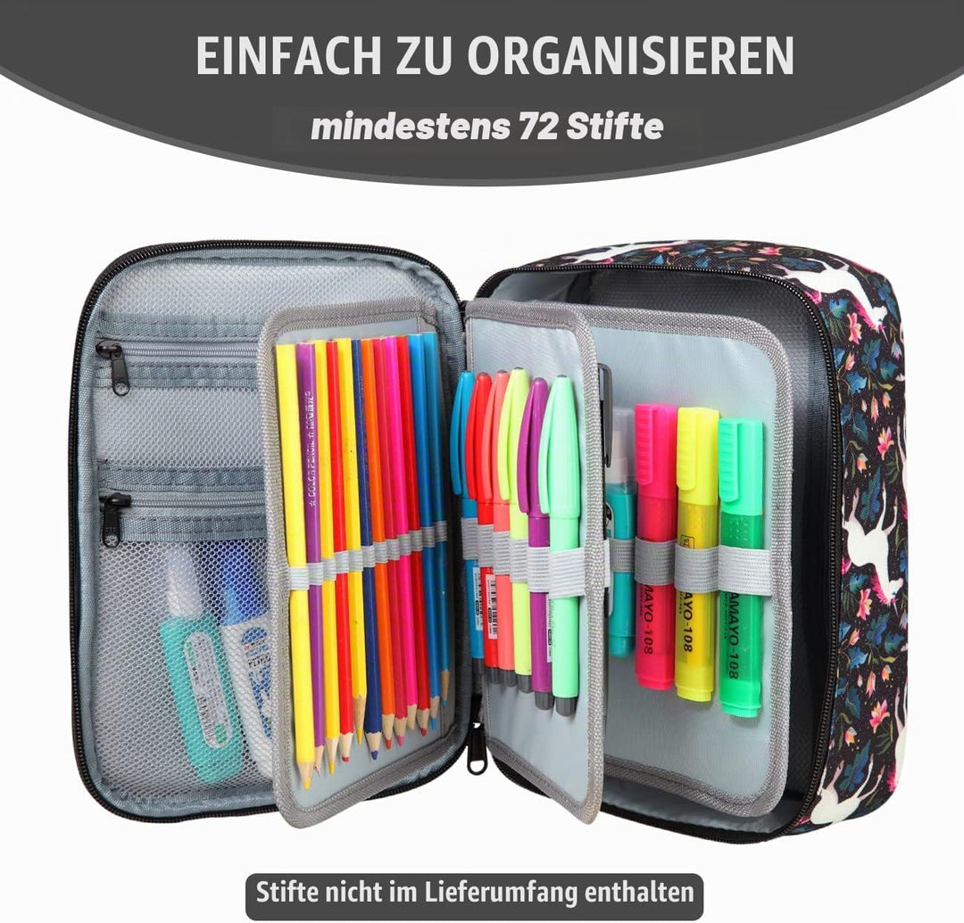VASCHY Grosse Federmäppchen, Multi Fächer Mäppchen Organizer 72 Stück Etui Schule Federmappe Federta