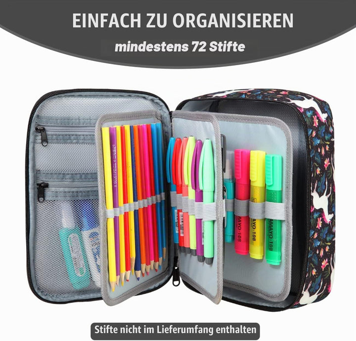 VASCHY Grosse Federmäppchen, Multi Fächer Mäppchen Organizer 72 Stück Etui Schule Federmappe Federta