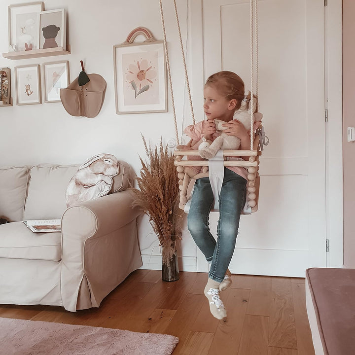 MAMOI® Babyschaukel, Schaukel Indoor, Holzschaukel für Baby und Kinder, Kinderschaukel, Schaukeln au