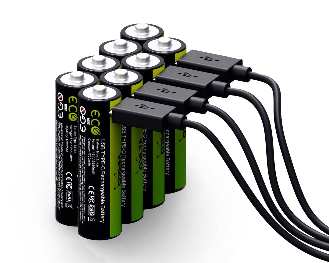 VERICO LoopEnergy AA 2550 Wiederaufladbare USB-C Batterie AA 1,5V 2550mWh (1700mAh) Li-Ion, Schnelll