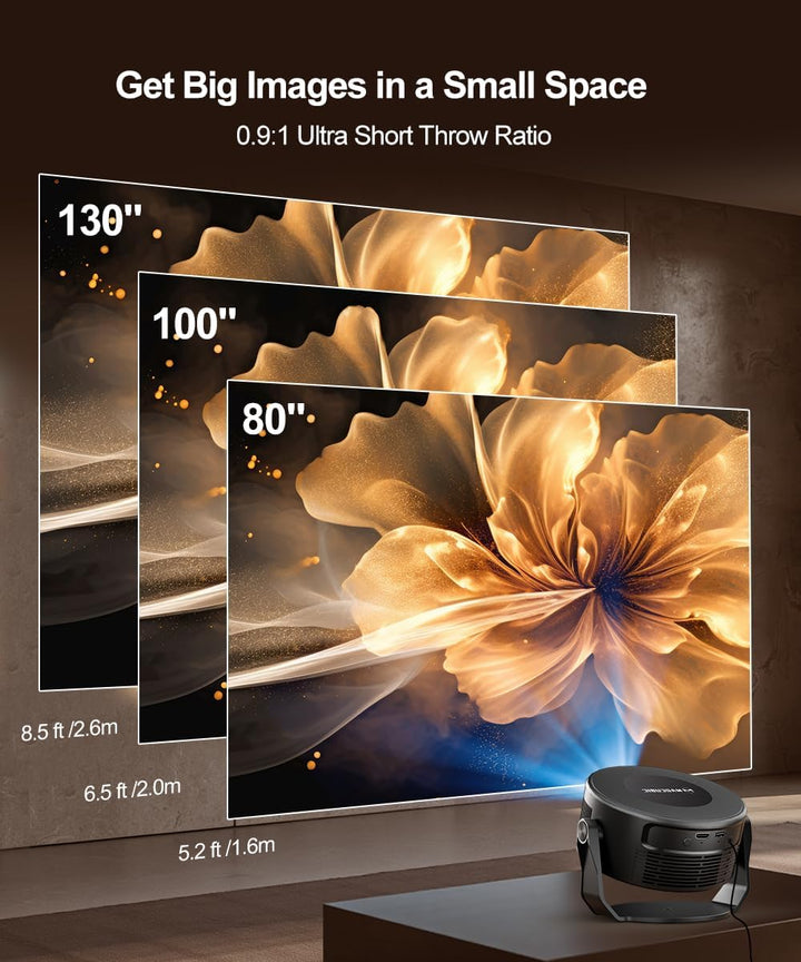 Magcubic Mini Beamer 4K, 360°+35° Foldable Split Projector, 260 ANSI Wi-Fi 6 und Bluetooth 5.4, Auto
