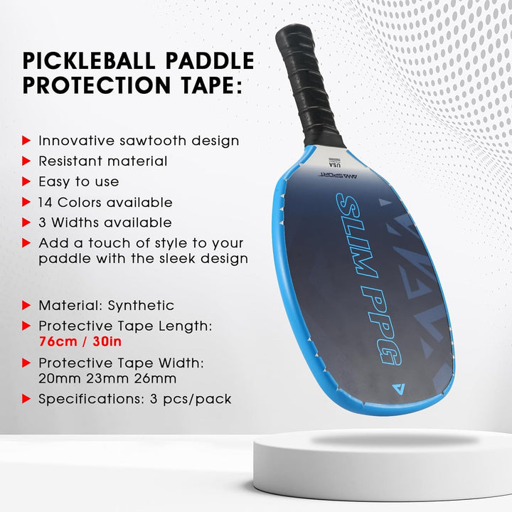 PICKLETECH Pickleball Paddelschutzband Blau – Paddelkopfkantenschutz – Schlägerkantenschutzband pass