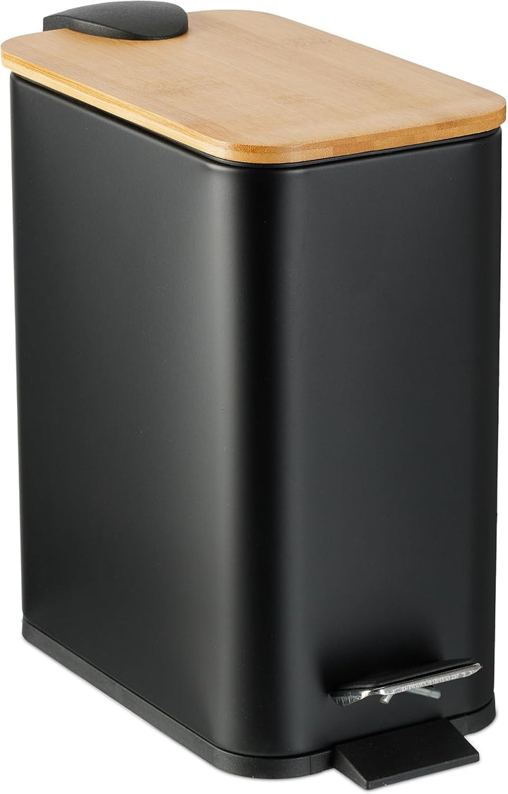 Relaxdays Mülleimer Bad, 5 Liter, entnehmbarer Inneneimer, Kosmetikeimer, Metall, Badmülleimer mit B