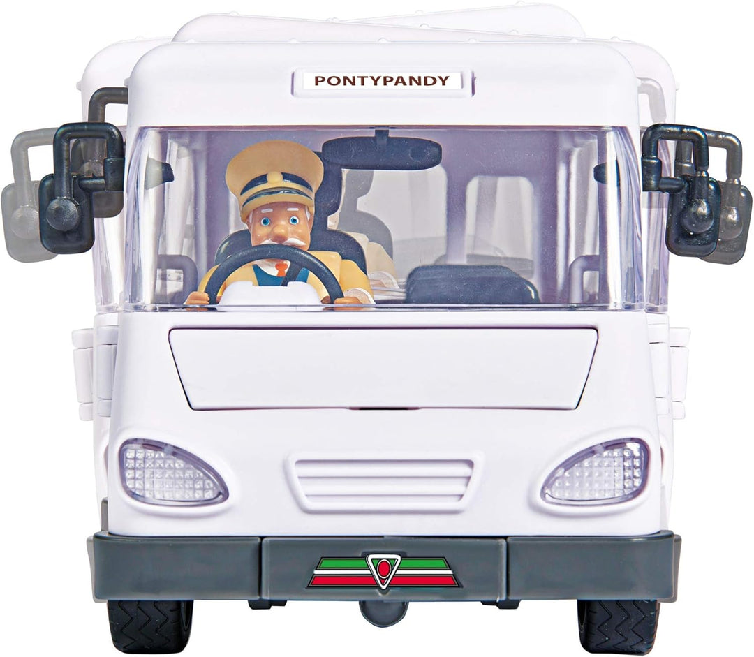 Simba 109251073 - Feuerwehrmann Sam Trevors Bus, mit Trevor Figur, mit Crashfunktion, Türen und Dach