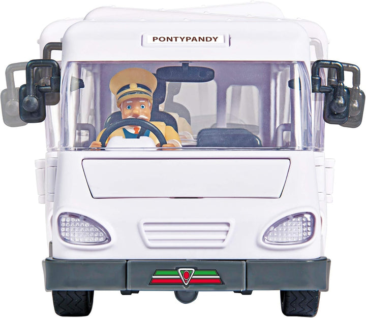 Simba 109251073 - Feuerwehrmann Sam Trevors Bus, mit Trevor Figur, mit Crashfunktion, Türen und Dach
