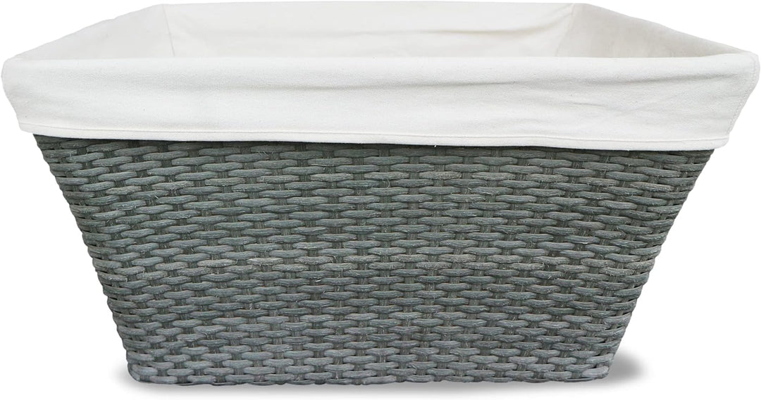 HABAU Holzkorb aus Polyethylen mit Metallrahmen und Stoffeinsatz, ideal für Pellets, grau, 59 x 42 x