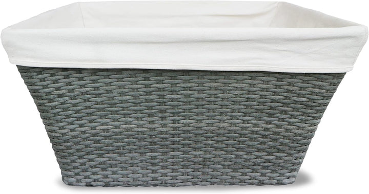 HABAU Holzkorb aus Polyethylen mit Metallrahmen und Stoffeinsatz, ideal für Pellets, grau, 59 x 42 x