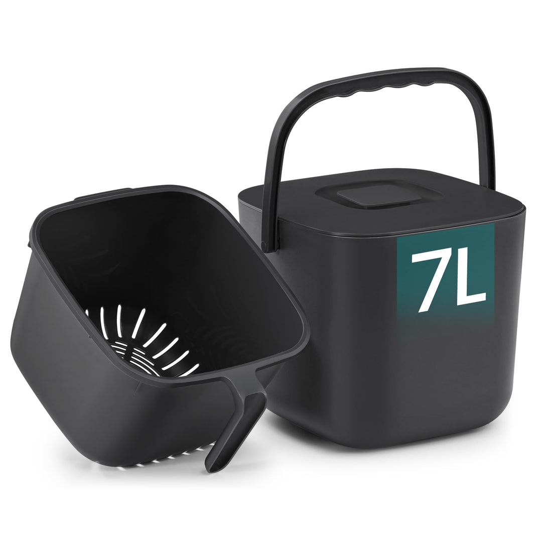 SONGMICS Biomülleimer Küche, 7 L Komposteimer mit Deckel, Geruchsdicht, Kleiner Tischabfalleimer mit