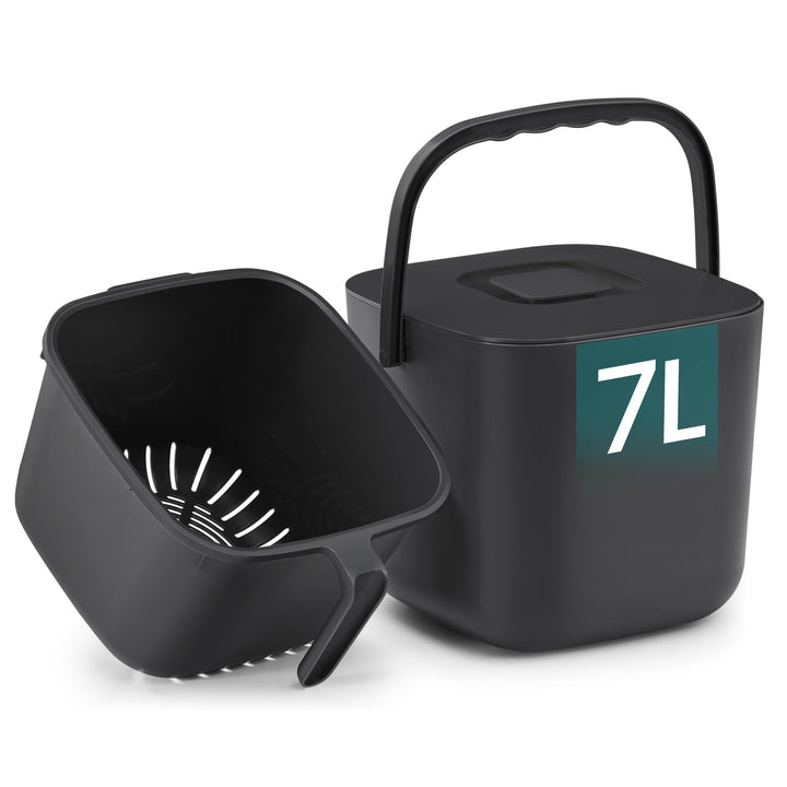 SONGMICS Biomülleimer Küche, 7 L Komposteimer mit Deckel, Geruchsdicht, Kleiner Tischabfalleimer mit