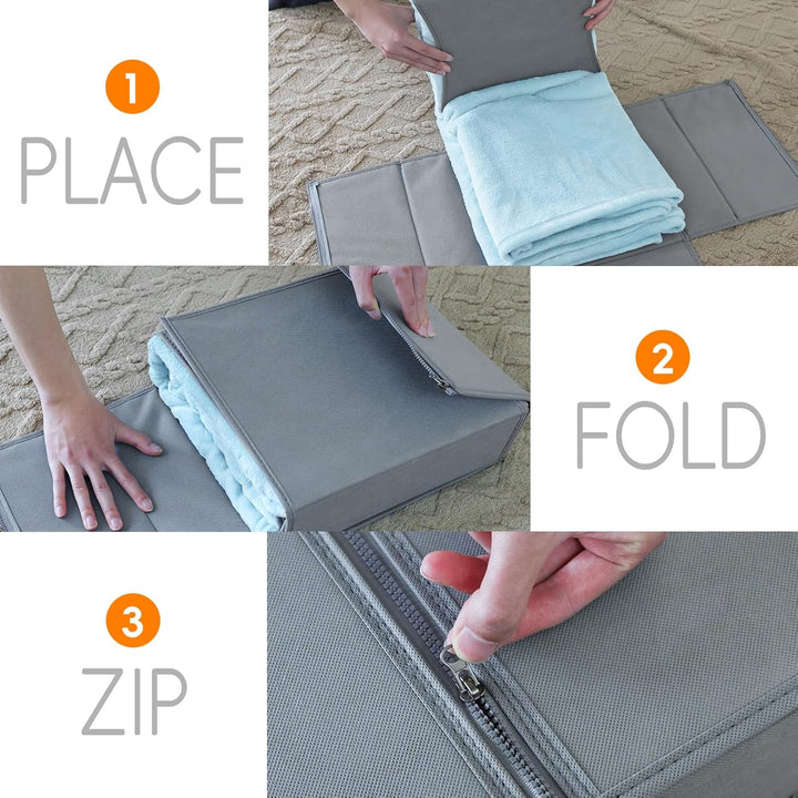 Fixwal 3 Stück Bettwäsche-Organizer-Aufbewahrungsbehälter, faltbare Aufbewahrungsbehälter mit stabil