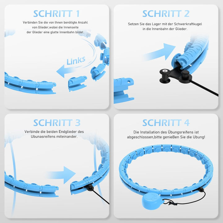 JLoibao Smart Hula Hoop Reifen Erwachsene Zum Abnehmen, 24-Stufiger Infinity Hula-Hoop (77-132cm) Mi
