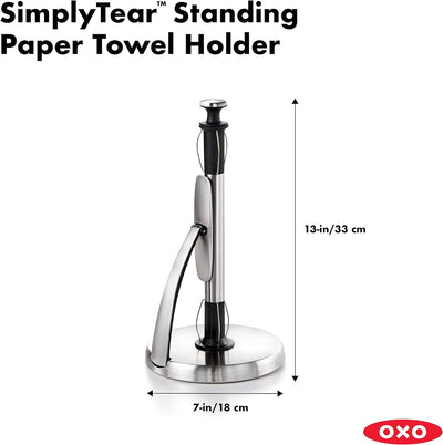 OXO Good Grips SimplyTear Standing Paper Towel Holder, Brushed Stainless Steel Good Grips Simply Tea