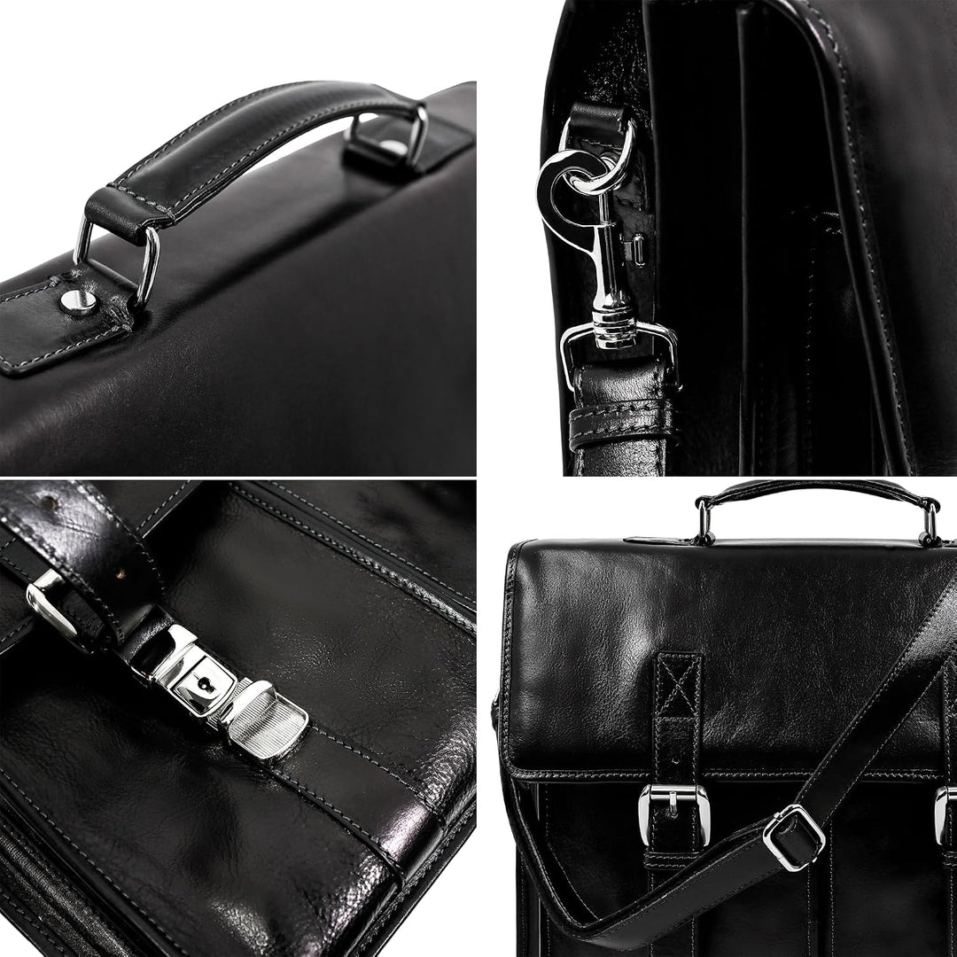 Time Resistance Leder Aktentasche Handgefertigte Umhängetasche Laptop Tasche für bis zu 15 Zoll Lapt