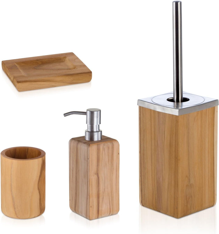 möve Teak Seifenspender 7 x 7 x 20 cm aus Teakholz mit Edelstahl, wood Natur, Natur
