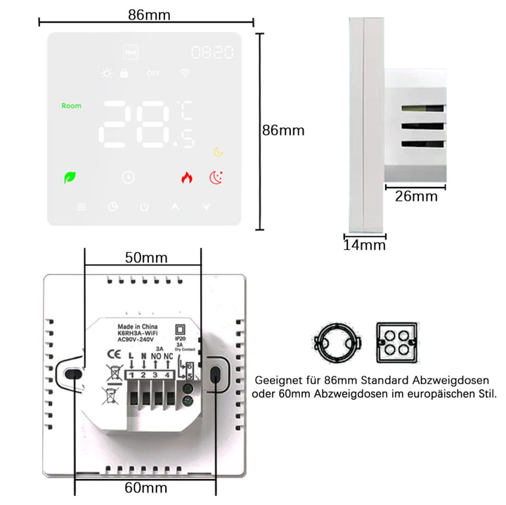 WiFi Thermostat Fussbodenheizung Für Wasser Fussbodenheizung, Programmierbar Raumthermostat, Thermos