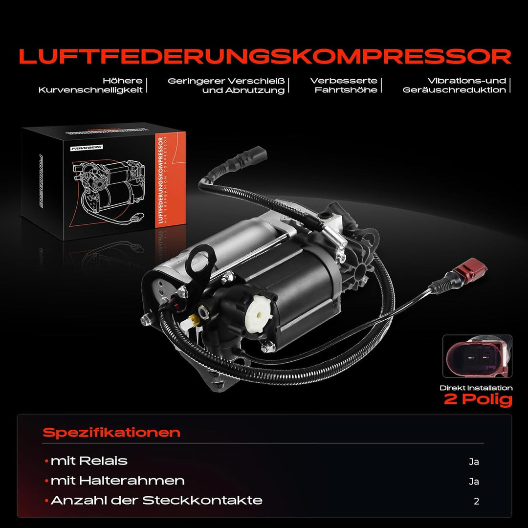 Frankberg Luftfederung Kompressor Kompatibel mit A8 4E 3.0L 2003-2005 A8 4E2 4E8 2.8L-6.0L 2002-2010