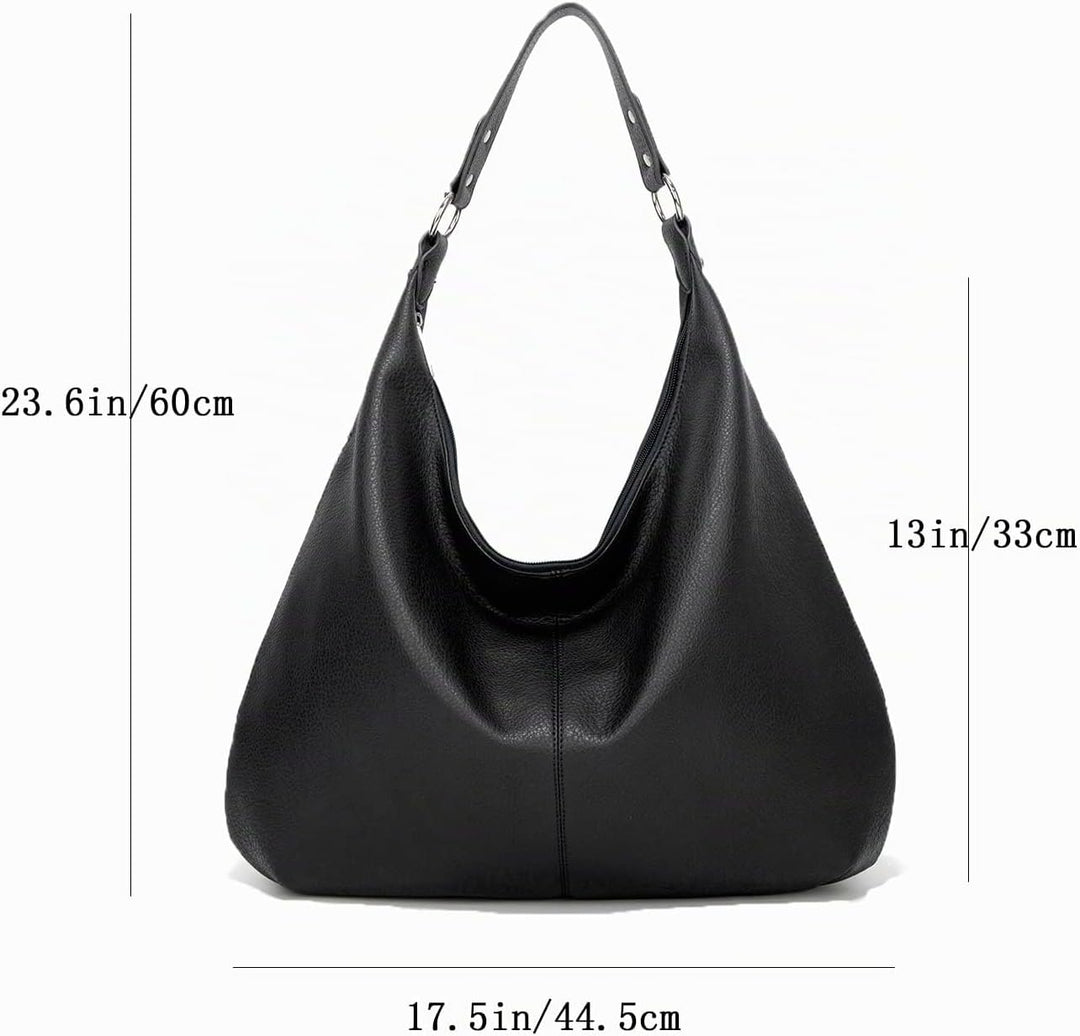 Ashioup Hobo Bags für Frauen Weiche PU Leder Umhängetasche Vintage Slouchy Handtasche mit Reissversc