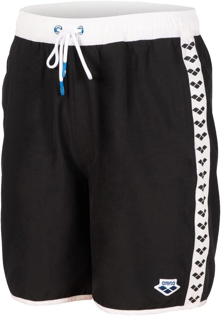 ARENA Herren M Icons Team Stripe Boxer Swim Trunks S Black-white, S Black-white