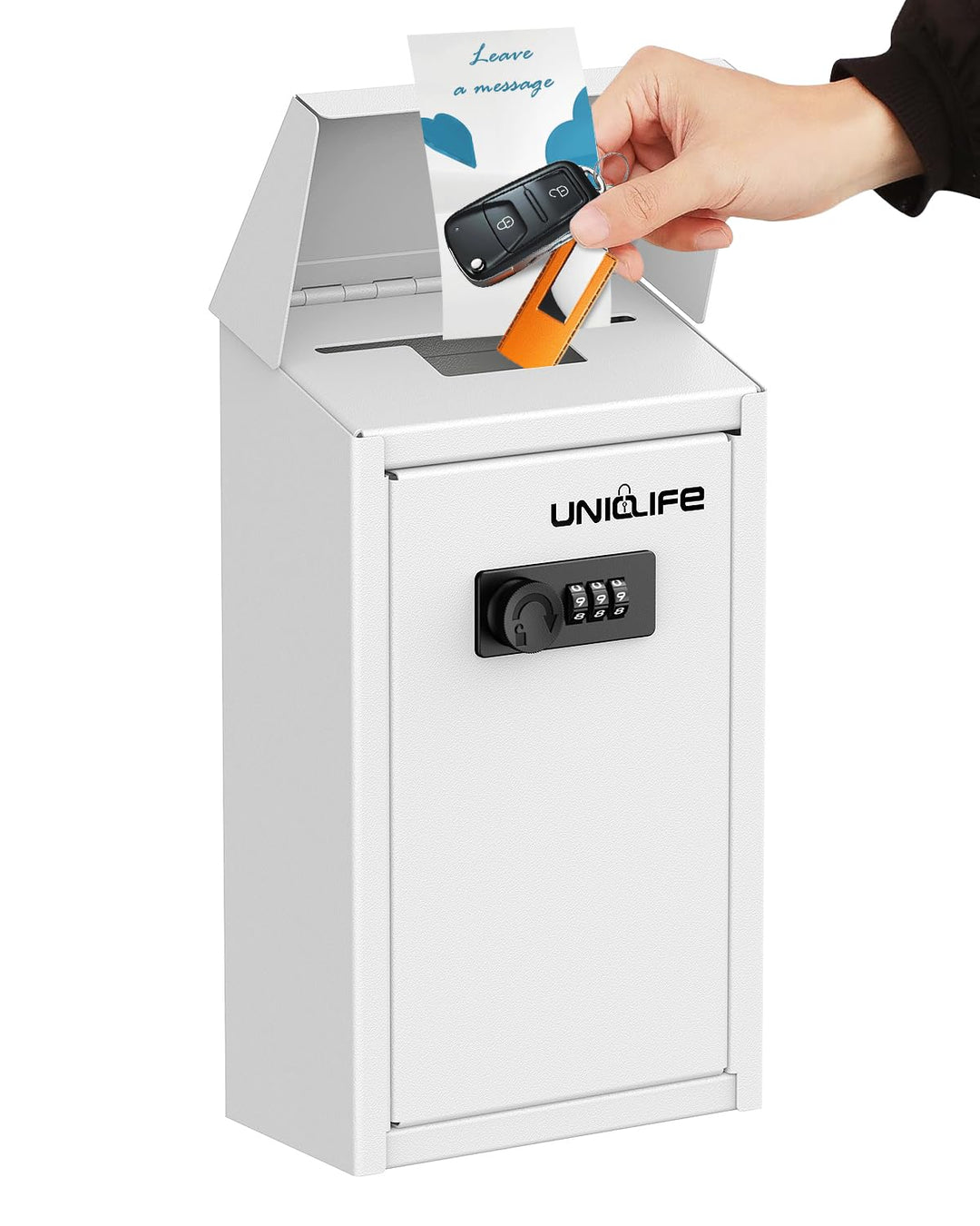 Uniclife Metall Briefkasten für Aussenbereich mit Zahlenschloss, sichere Spenden und Sammlungsbox mi