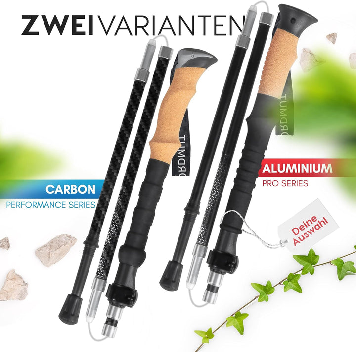 NORDMUT® Wanderstöcke faltbar aus ultraleichten Aluminium oder Carbon - ab 1,50m oder 1,65m - stabil