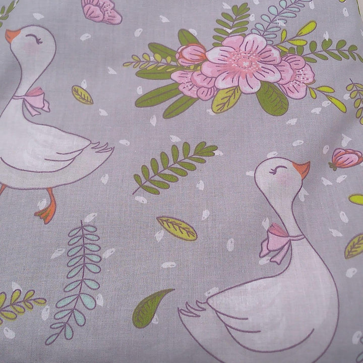 Puppenbettwäsche, Waldfreunde, Hase und Igel, Gänse und Blumen, waschbar Decke 41h x 33b, Kissen 18h