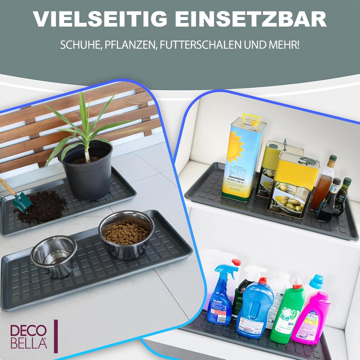 DECOBELLA Schuhabtropfschale | Schuhtablett Grau | Schuhablage, für Ihre schmutzigen Schuhe Abtropfs