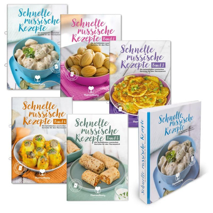 ThermoTasty Russisches Bündelset: 5 Kochbücher mit 100 original russischen Rezepten, russische Geric