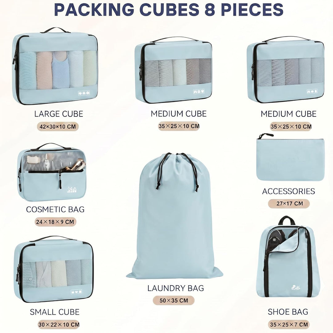 MURISE Koffer Organizer 8 Stück, Packing Cubes für Urlaub und Reisen, Packwürfel Packtaschen für Kof