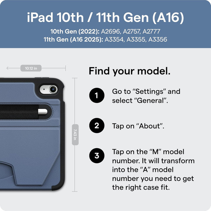 ZUGU CASE iPad 10.9 Hülle 11. / 10. Generation (A16 2025/2022), schlanke Schutzhülle 8 Winkel-Stände