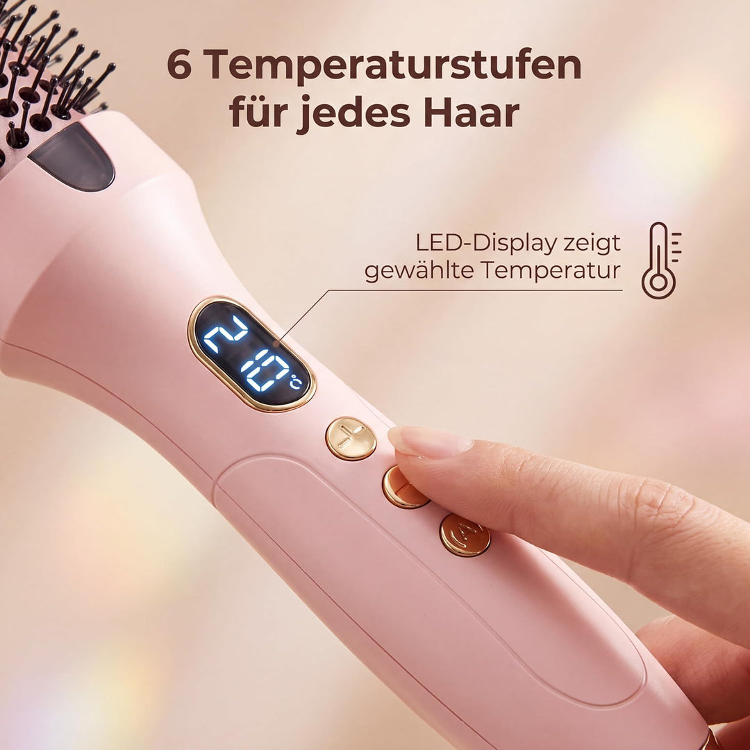 Stylingbürste für Kurze Haare,Thermobürste Lockenbürste mit Ionen-Technologie,6 Temperaturstufen,Dop