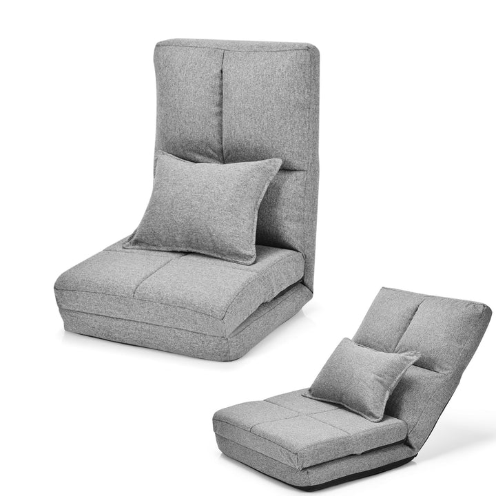 GOPLUS Bodenstuhl, Bodensessel mit 5-Fach Verstellbarer Rückenlehne &amp; Kissen, Bodensofa mit Schlaffu