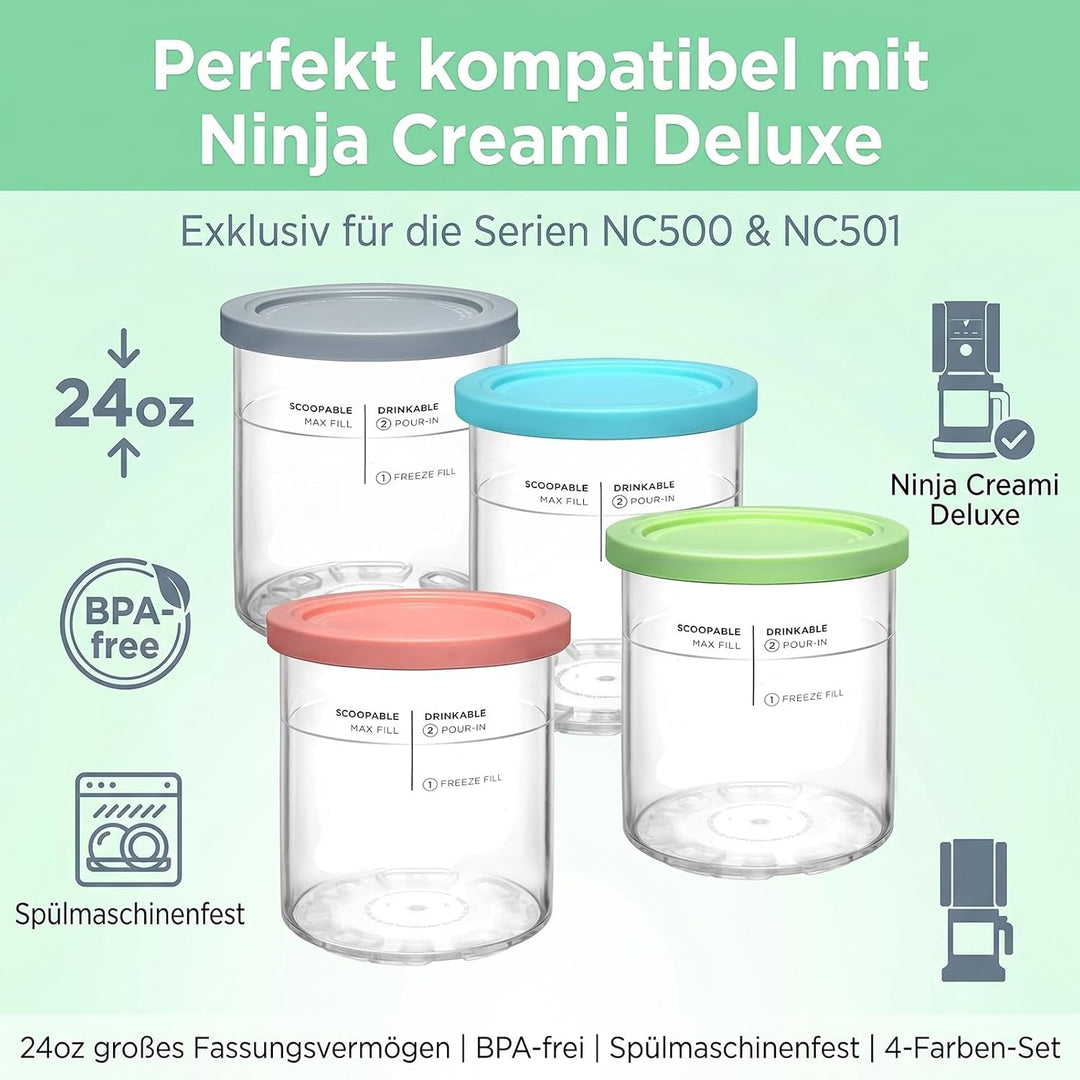 Behälter für Creami Deluxe mit Deckel 680ml Creami Becher für NC501 NC500 - BPA-frei und Spülmaschin