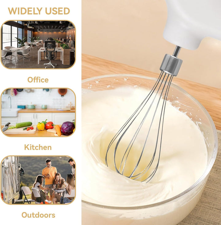 Elektrischer Handmixer Mit Edelstahl Schneebesen, Knet 1500mAh 4 Geschwindigkeit USB Handmixer Klein