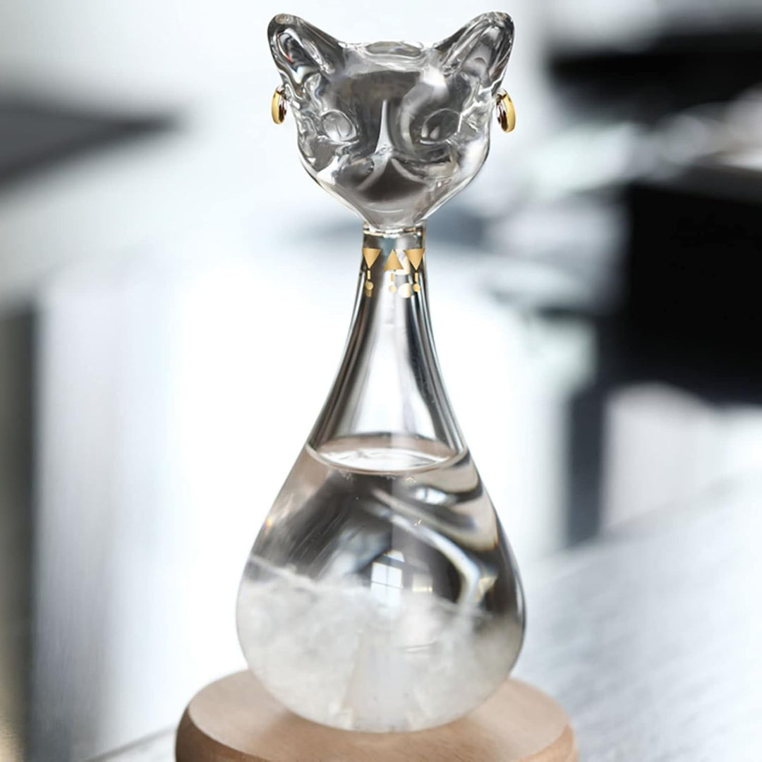 Sturmglas Wetterstation, Wettervorhersage-Flasche in Katzengestalt, Wetter Barometer Glas Tropfen mi