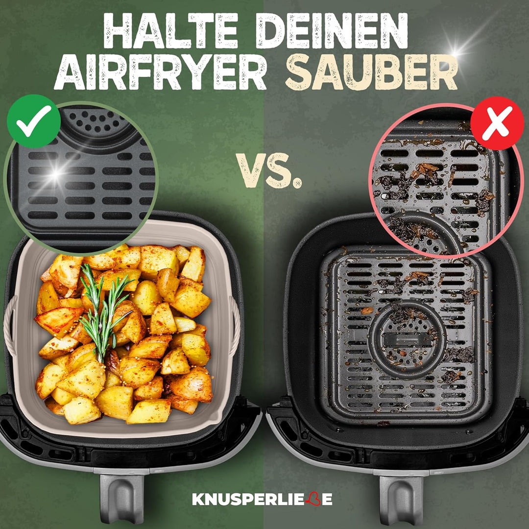 Silikonform-Set faltbar & extra dick für Heissluftfritteusen ab 3,7L-8L mit Zubehör | Airfryer Silik