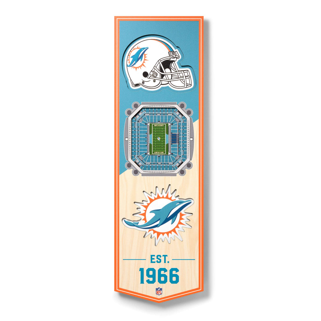 YouTheFan NFL 3D Stadion Banner, 15,2 x 48,3 cm Miami Dolphins, Miami Dolphins
