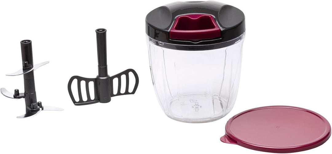 JATA Home HMAQ4506 Manueller Zerkleinerer mit Seil für alle Arten von Lebensmitteln, 4 Schnitthöhen,