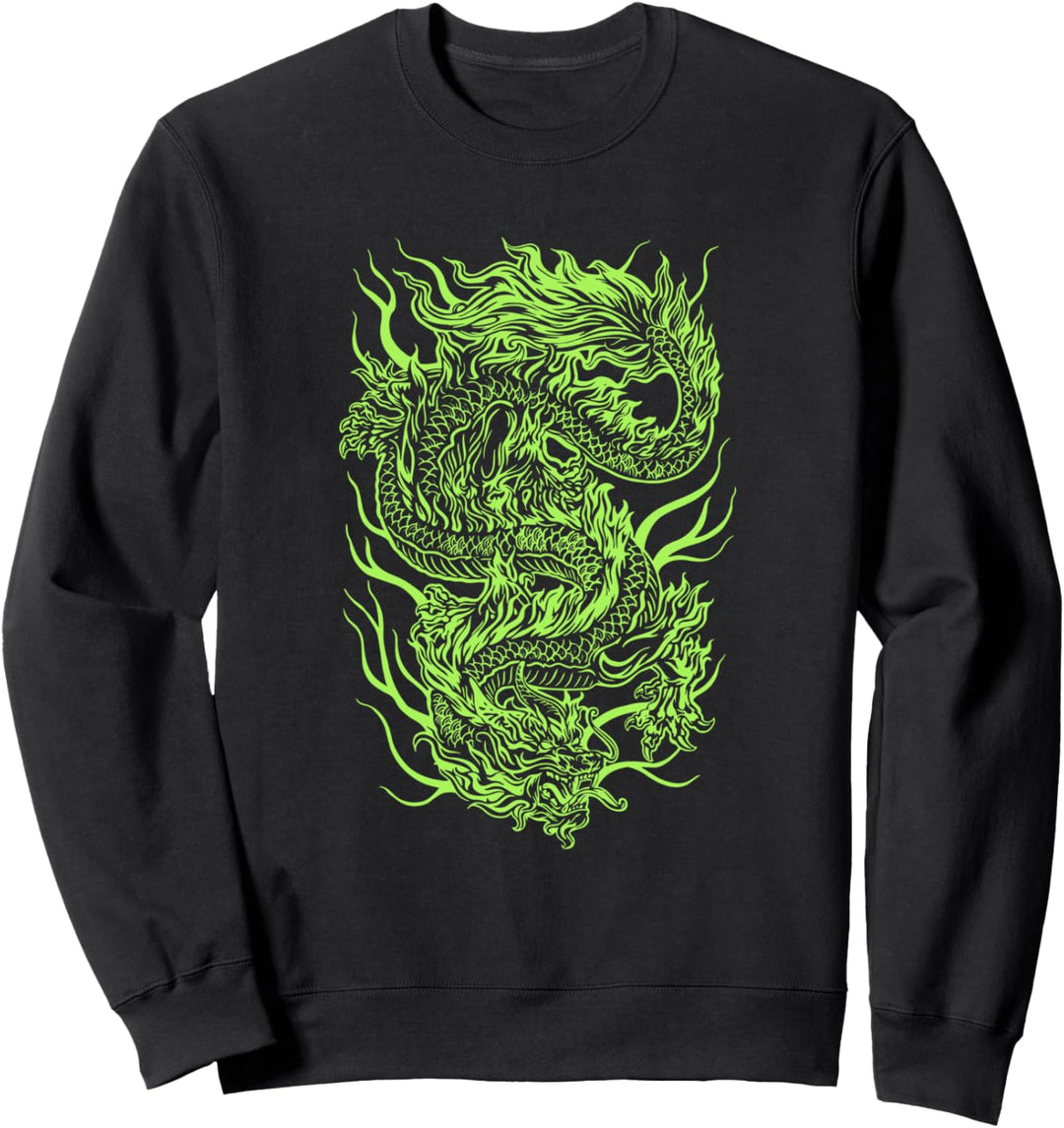 Aesthetic Green Chinese Dragon Grunge Egirl Teen Girls Women Sweatshirt