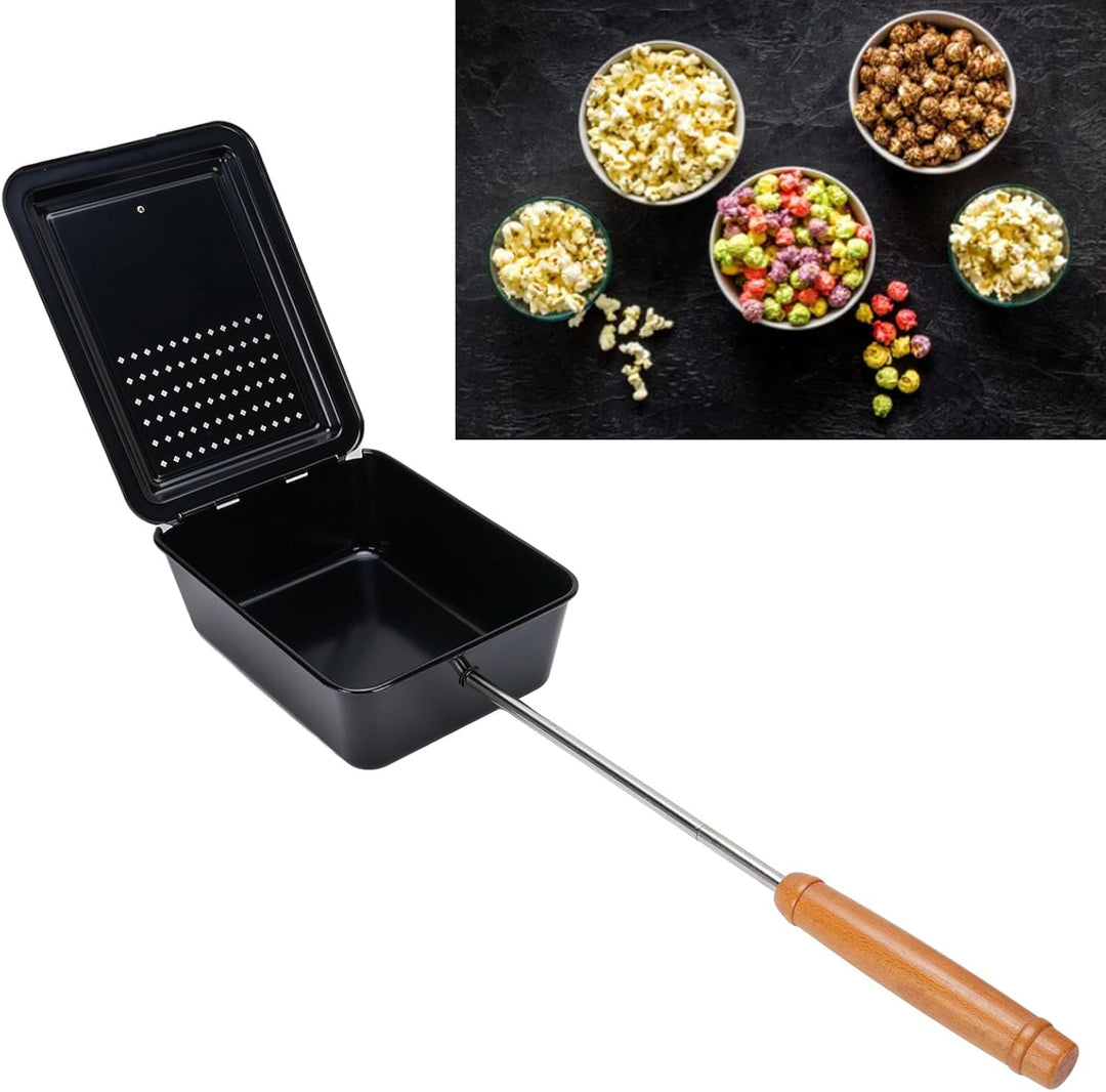 Popcorn -Grillschale mit Holzgriff, Manuelles Popcorn -Pfanne Handzubereiten Snacks Hersteller, Soga