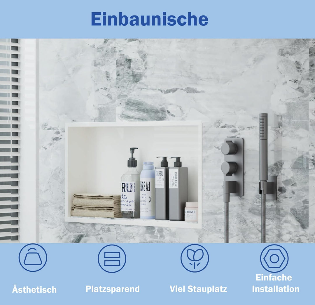 Edelstahl Wandnische für Dusche – Einzelne wandmontierte wasserdichte Duschablage, passend für vorha
